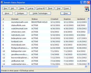 Domain Name Status Reporter